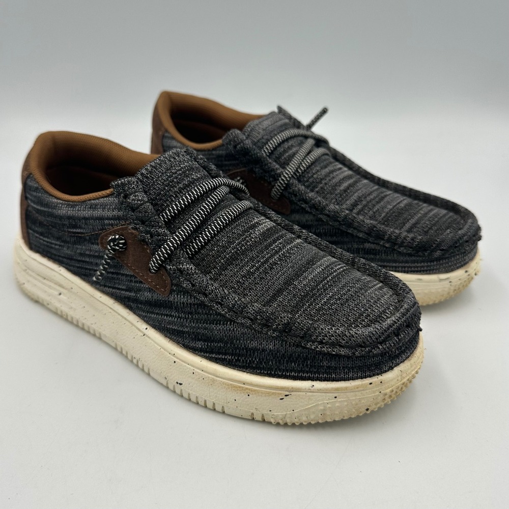 Felabo Boys Size 2 Knit Moc Toe Shoes Gray Casual Slip On Comfort Loafers Excel.
